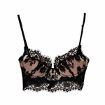 Black lace bra lingerie on a white background front view