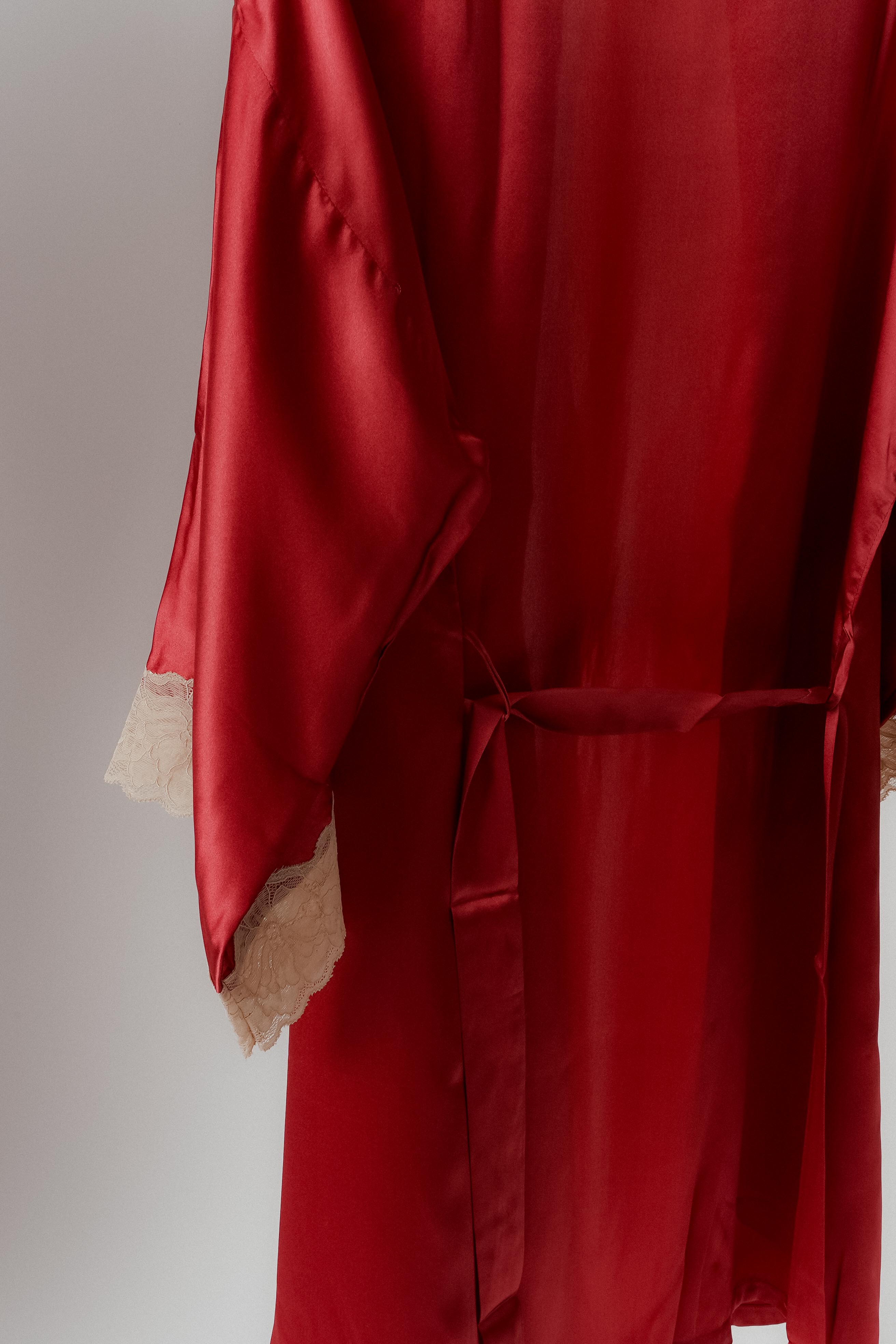 Rare Rose Pure Silk Nightdress & Robe close up