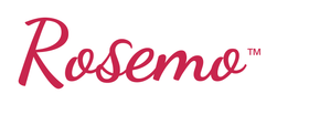 Rosemo logo in red on a white background