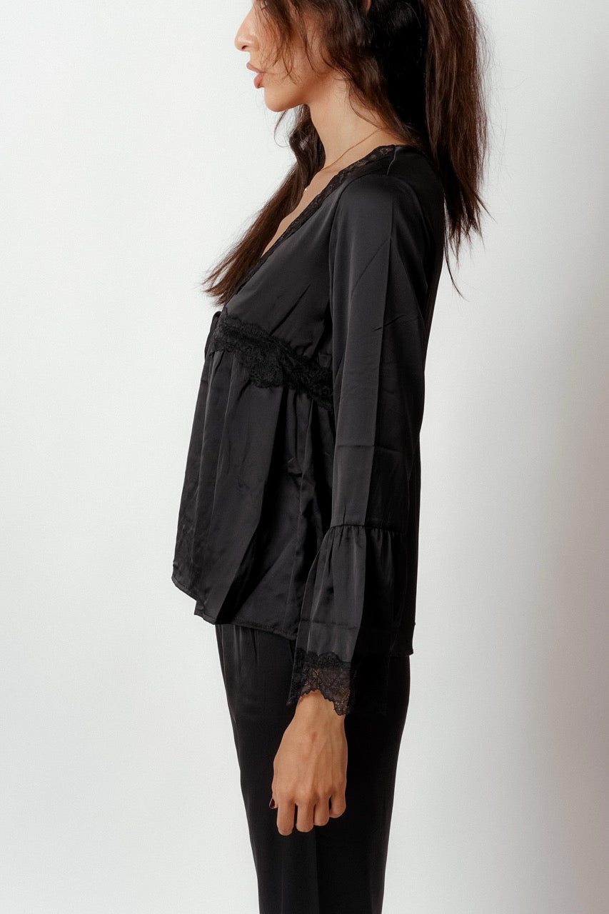 3-Piece Black Lace Pajama Set image 2