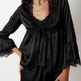 3-Piece Black Lace Pajama Set image 0