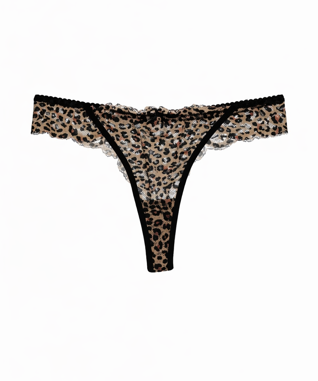Leopard print thong on a white background