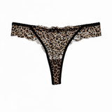 Leopard print thong on a white background