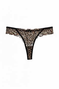 Leopard print thong on a white background