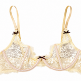 butter yellow lace bra front detail
