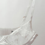 Close on whithe bra on a white background