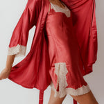 Rare Rose Pure Silk Nightdress & Robe from side