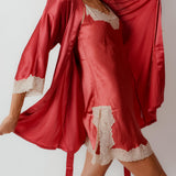Rare Rose Pure Silk Nightdress & Robe from side