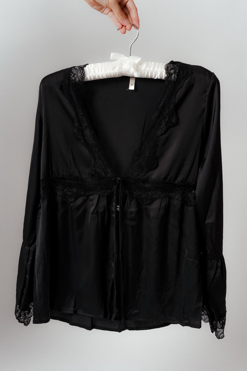 3-Piece Black Lace Pajama Set image 4