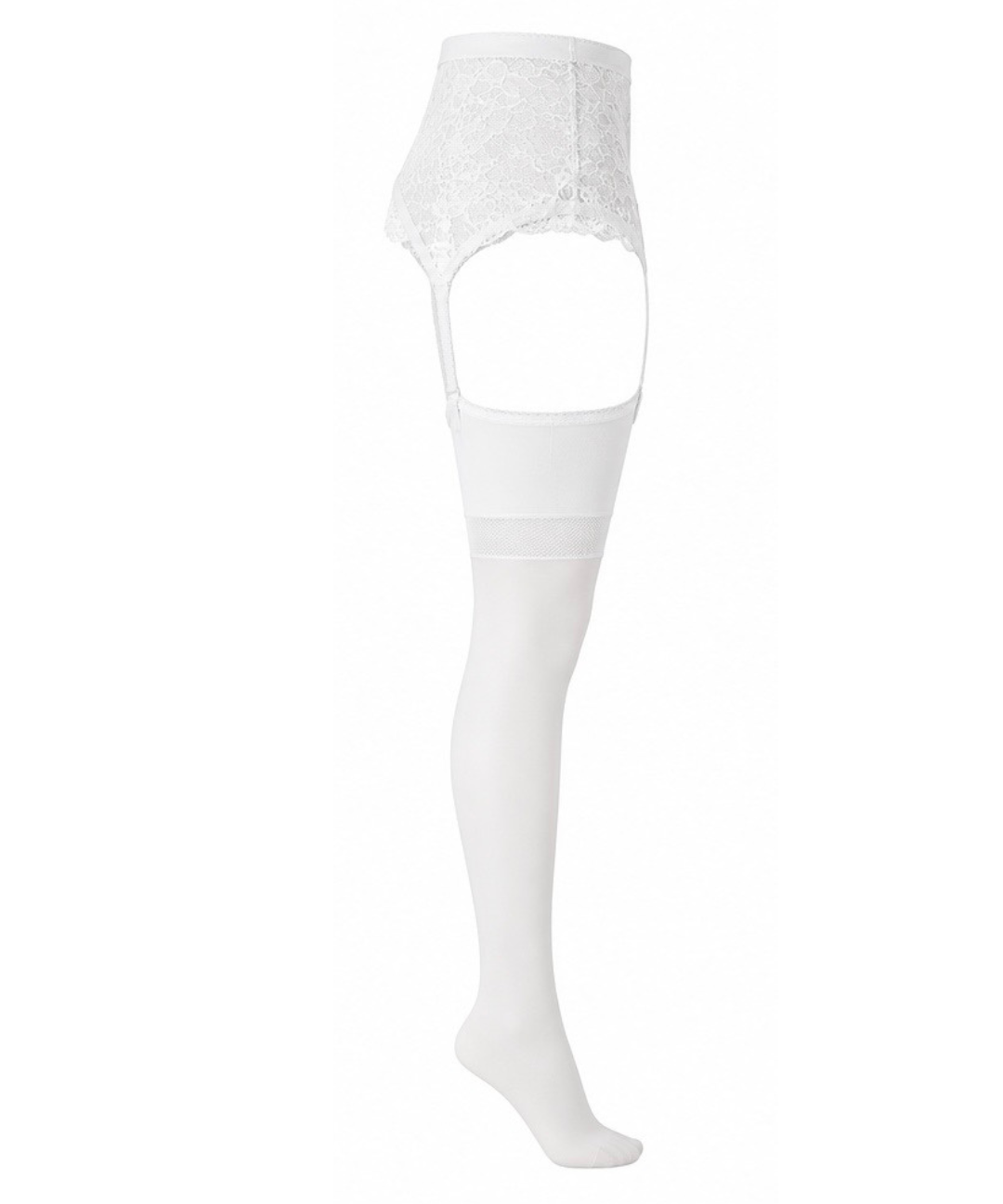 white lace garter stockings side picture