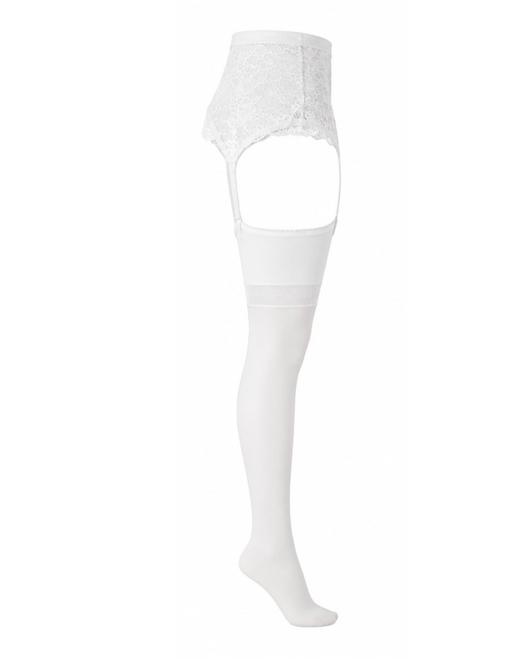 white lace garter stockings side picture